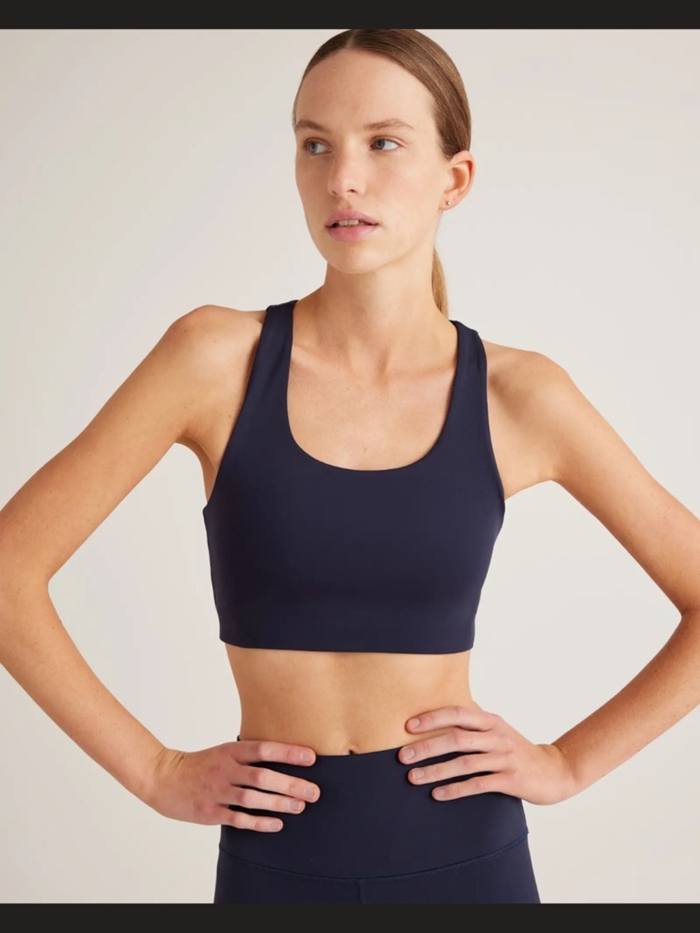 Quince Ultra-Form Scoop-Style Longline Sports Bra | Deep Navy | XL | New
